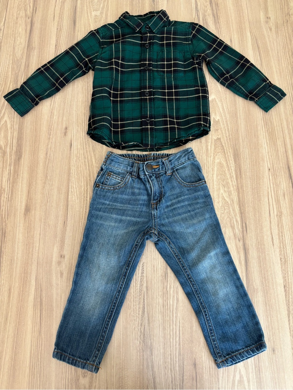 Kids Green Plaid Button-Up Shirt